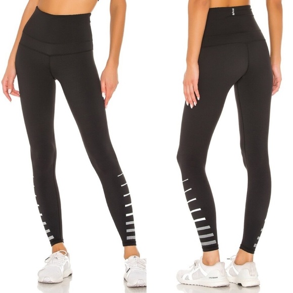 Lilybod Molly Leggings High Rise Waist Tights Striped Tarmac Black Size XS - Picture 1 of 15